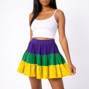 MARDI GRAS CREATIONS Purple Green Gold Tiered Skort Size L/XL